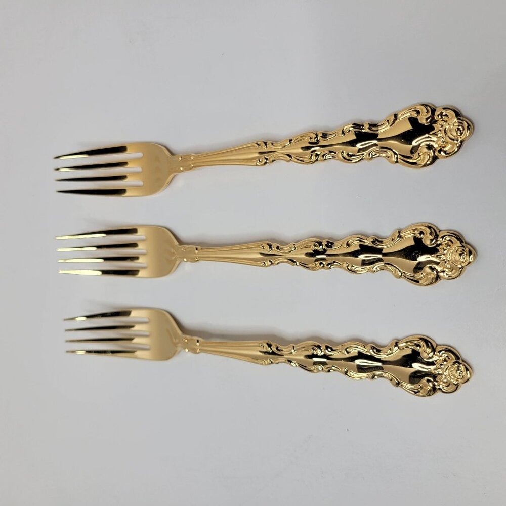 Oneida Community Gold Beethoven Golden Electroplate Flatware Lot of 3 Forks